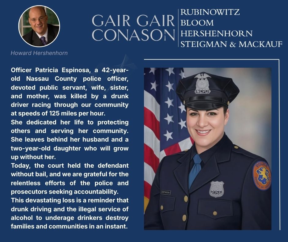 Our Long Island Car Accident Lawyers are representing the family of Officer Espinosa Killed in a Crash in Nassau County